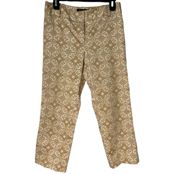 Talbots Petites Beige & Pink Patterned Straight-Leg Cropped Pants‎ - Size 8P - Picture 1 of 7